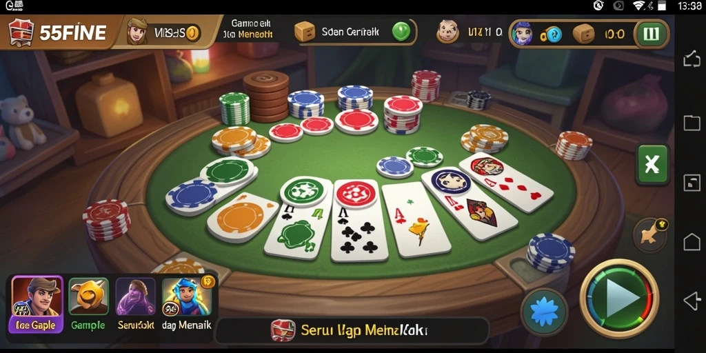 Tampilan gameplay Gaple yang seru di 55FIVE.