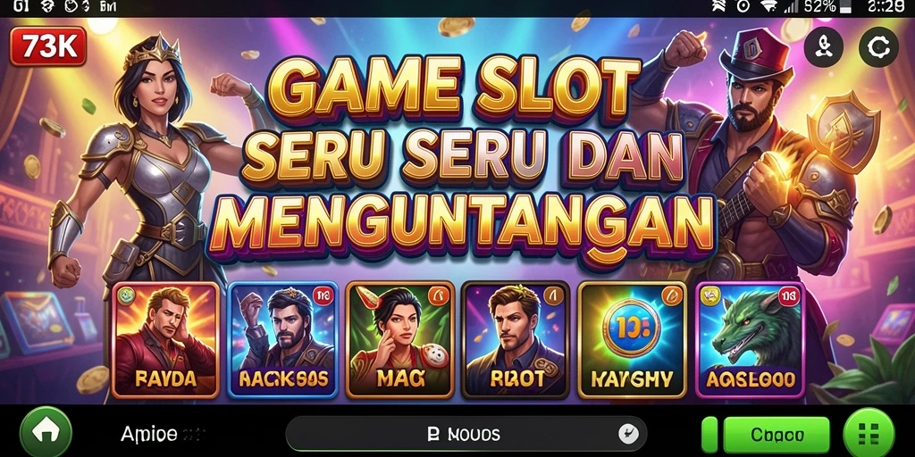 Screenshot menampilkan gameplay seru dari 73K dengan putaran slot yang menarik.