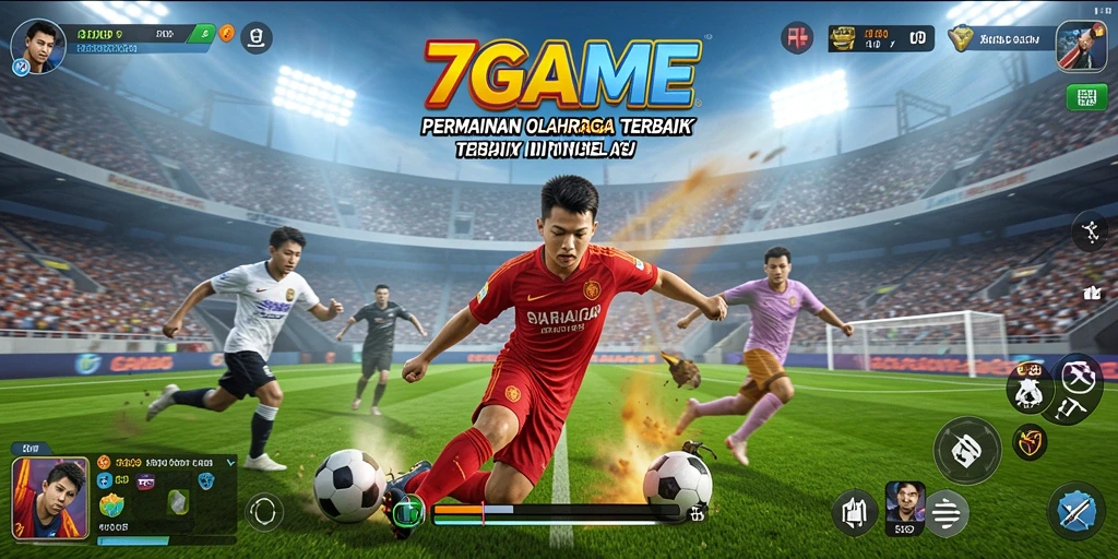 Screenshot gameplay 7GAME yang menunjukkan aksi seru olahraga.