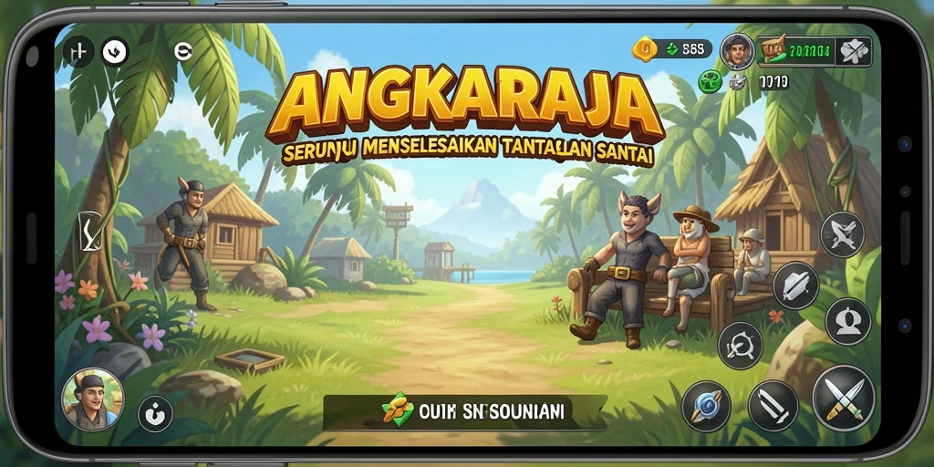 Tampilan seru gameplay ANGKARAJA dengan karakter lucu.