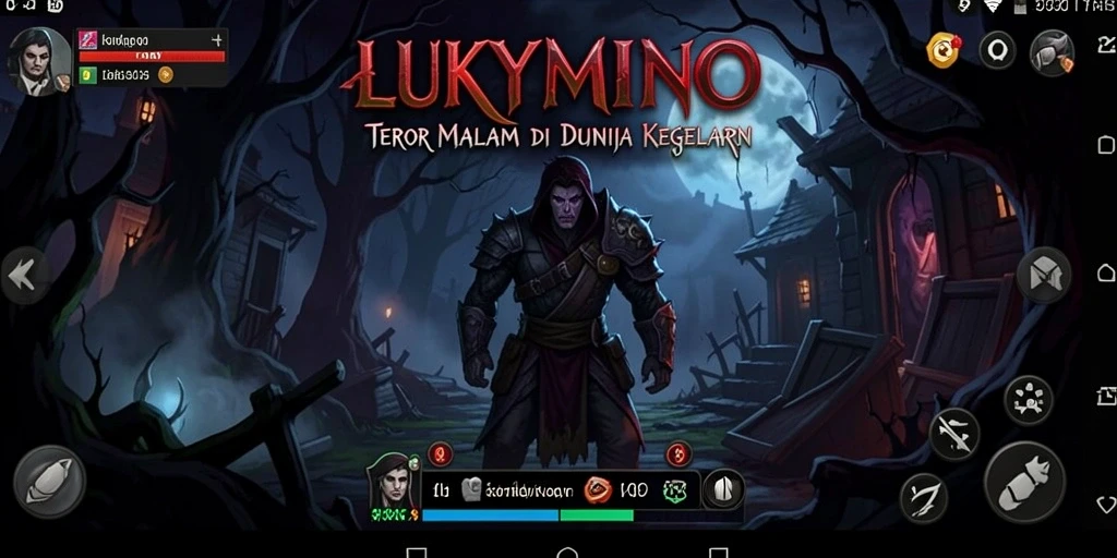 Screenshot gameplay LUKYMINO dengan suasana kegelapan yang menyeramkan.