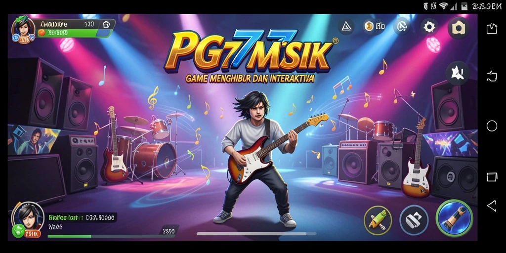 Tampilan utama PG777 dengan gameplay musik yang menarik.