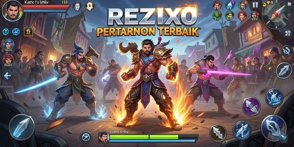 Tangkapan layar menampilkan pertarungan seru dalam REZIXO.
